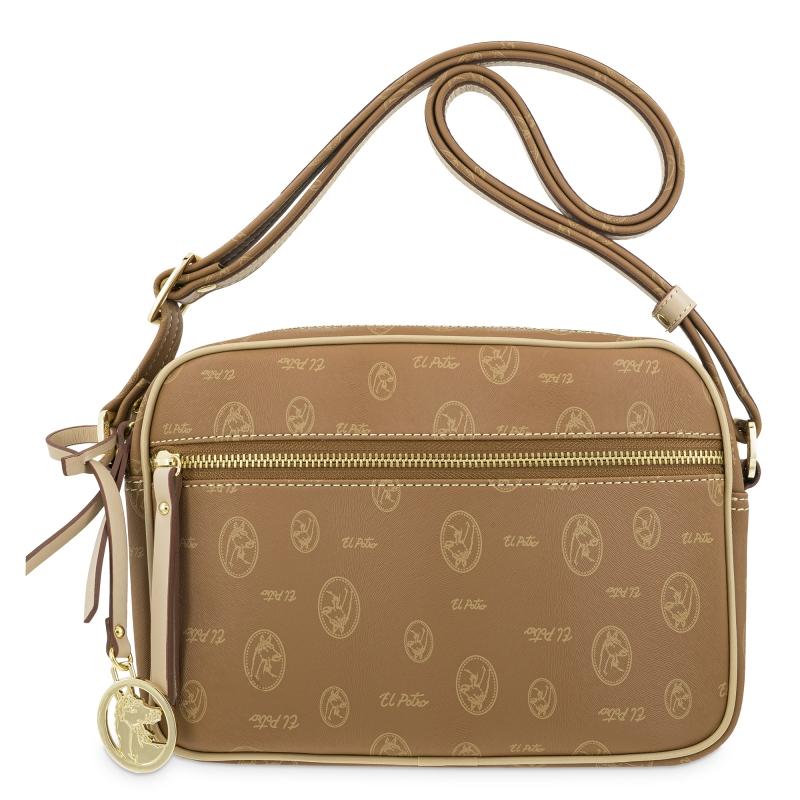 El potro Bolso bandolera mujer en lona y piel vacuno color cuero - Vintage