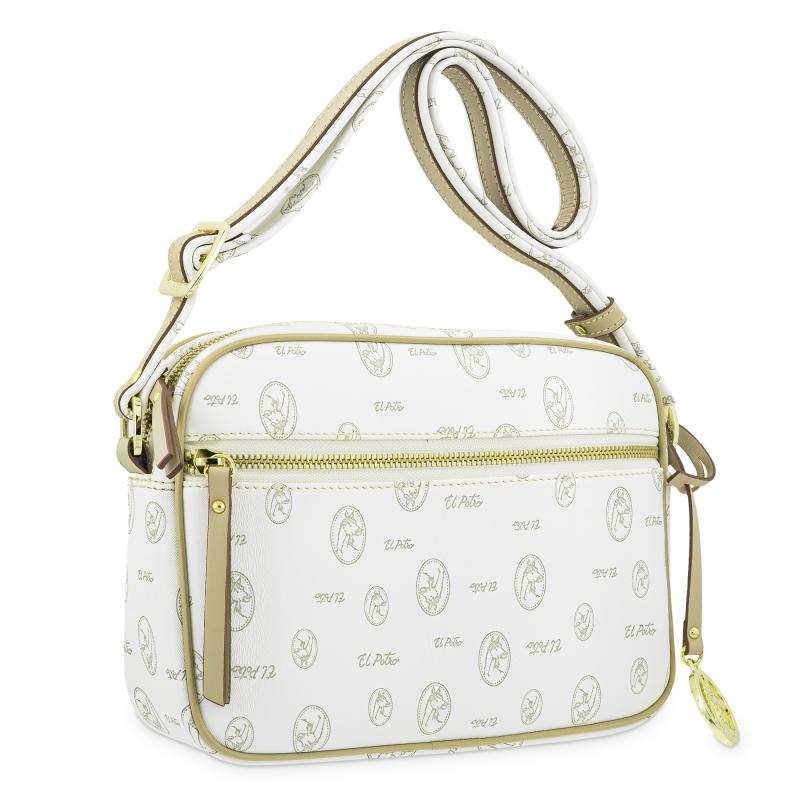 El Potro Bolso Bandolera Mujer En Lona Y Piel Vacuno Color Blanco - Vintage