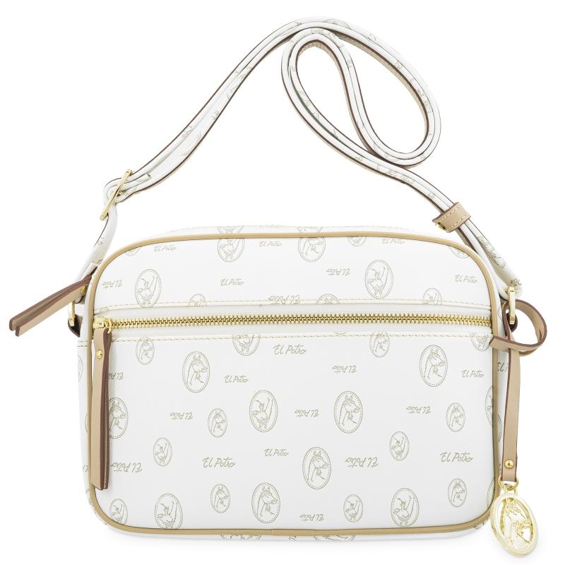 El potro Bolso bandolera mujer en lona y piel vacuno color blanco - Vintage