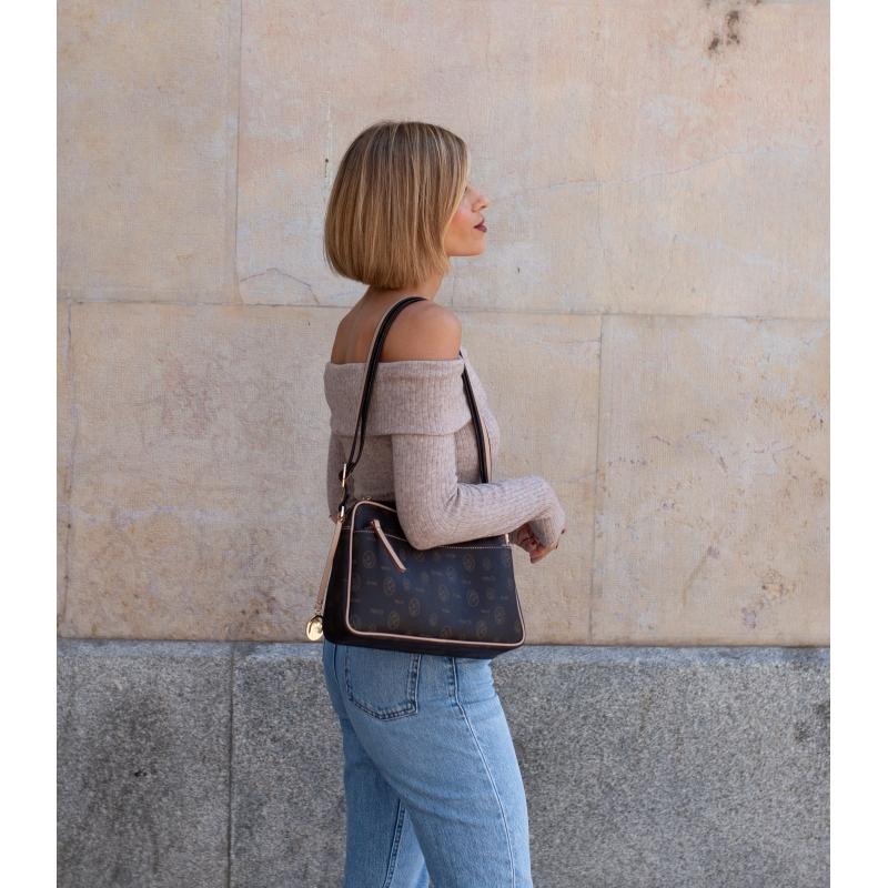 El Potro Bolso Bandolera Mujer En Lona Y Piel Vacuno Color Marrón - Vintage