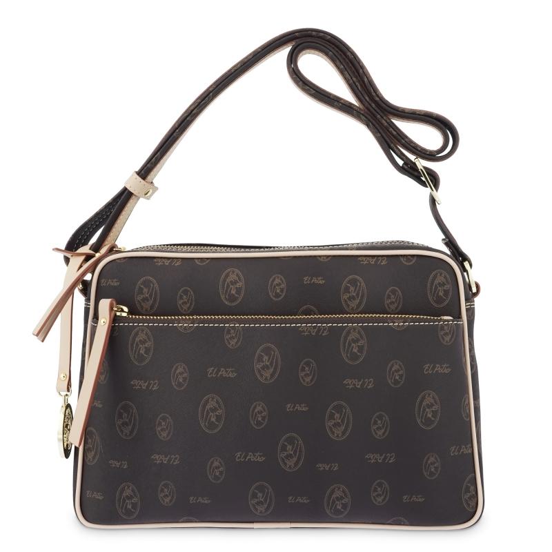 El potro Bolso Bandolera mujer en lona y piel vacuno color marrón - Vintage