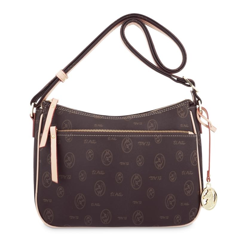 El potro Bolso Bandolera mujer en lona y piel vacuno color marrón - Vintage