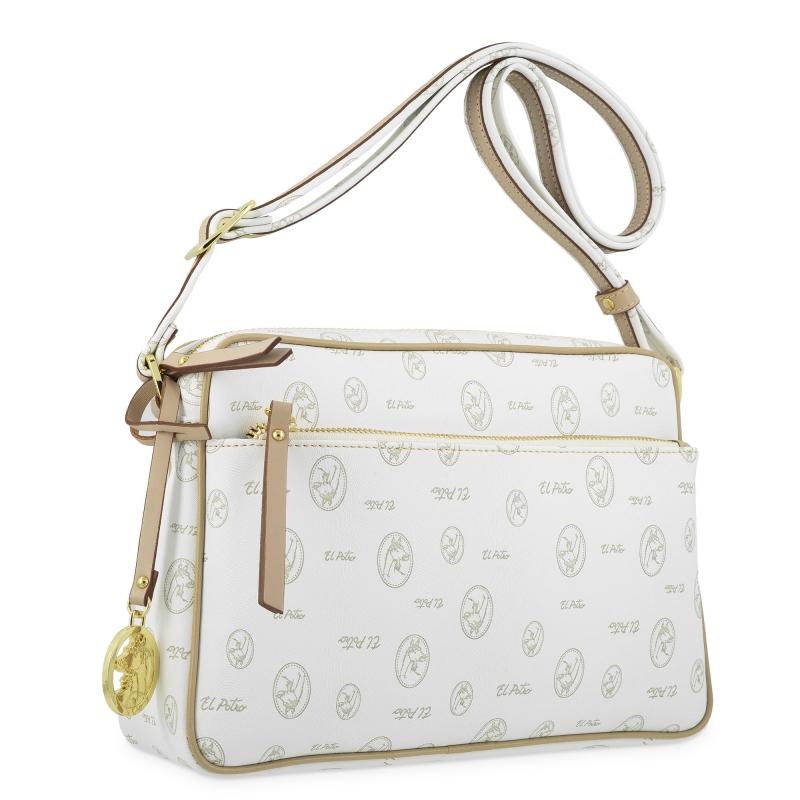 El Potro Bolso Bandolera Mujer En Lona Y Piel Vacuno Color Blanco - Vintage