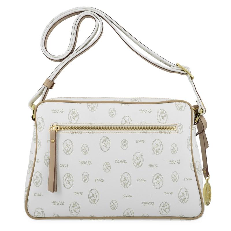 El Potro Bolso Bandolera Mujer En Lona Y Piel Vacuno Color Blanco - Vintage