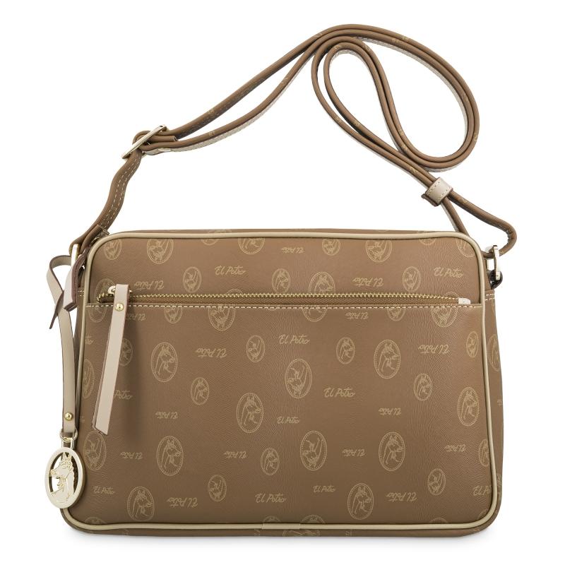 El potro Bolso Bandolera mujer en lona y piel vacuno color cuero - Vintage