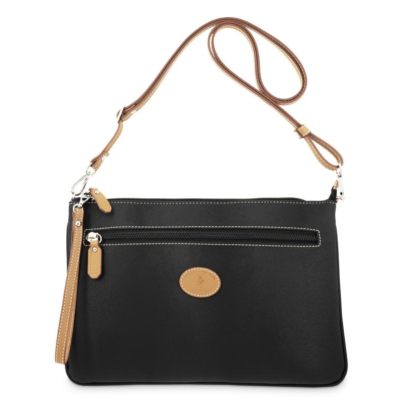 El potro Bolso Bandolera mujer en lona y piel vacuno color negro-Base