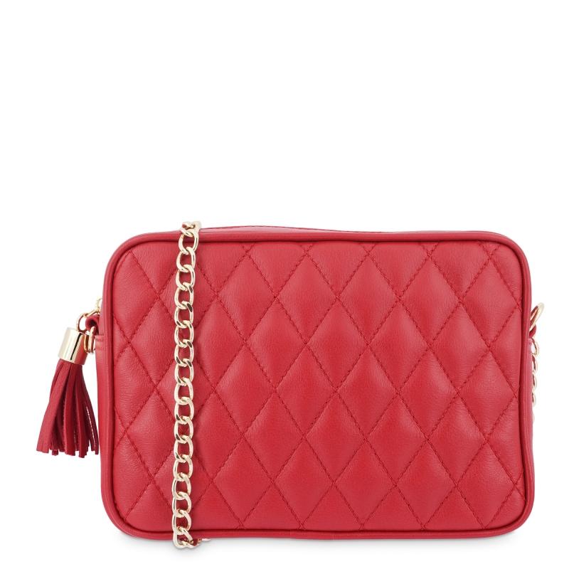 El potro Bolso Bandolera mujer en piel vacuno color rojo - Piel