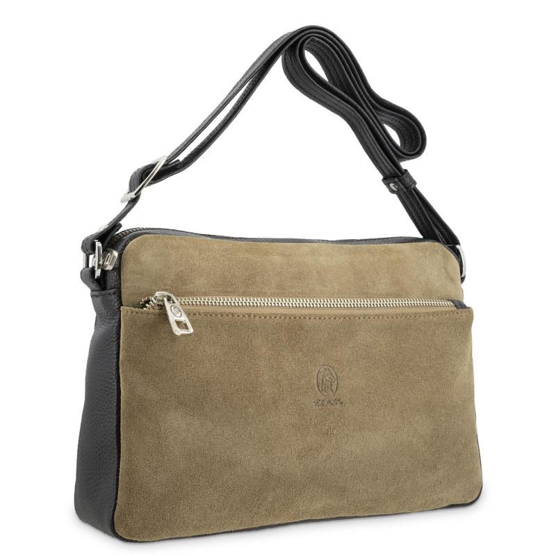 El Potro Bolso Bandolera Mujer En Piel Vacuno Color Topo/negro -Natural