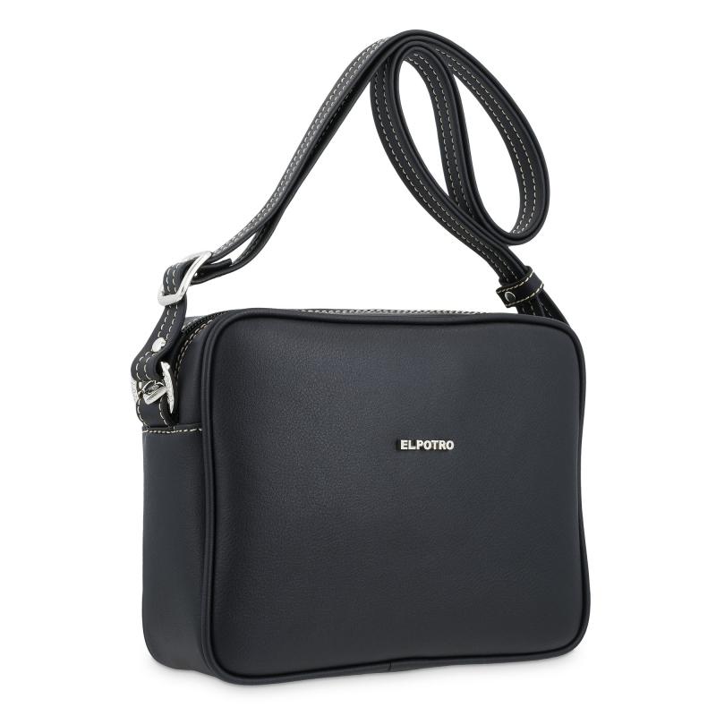 El Potro Bolso Bandolera Pequeña Mujer En Lona Color Negro-Angula