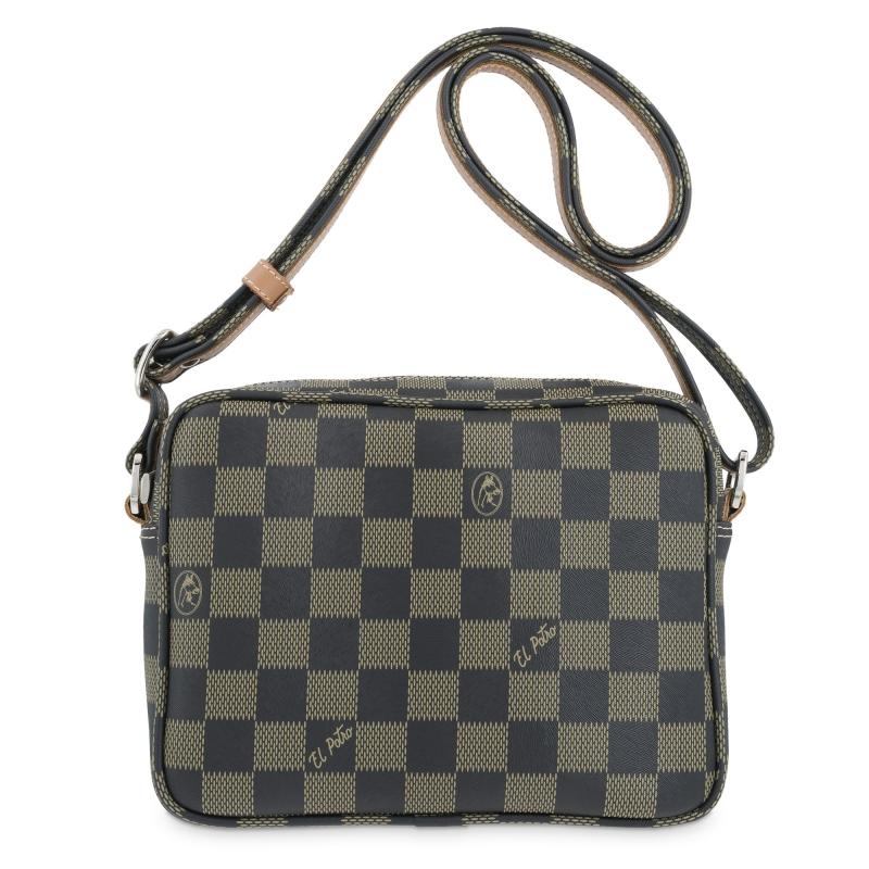 El Potro Bolso Bandolera Pequeña Mujer En Lona Color Negro-Chess