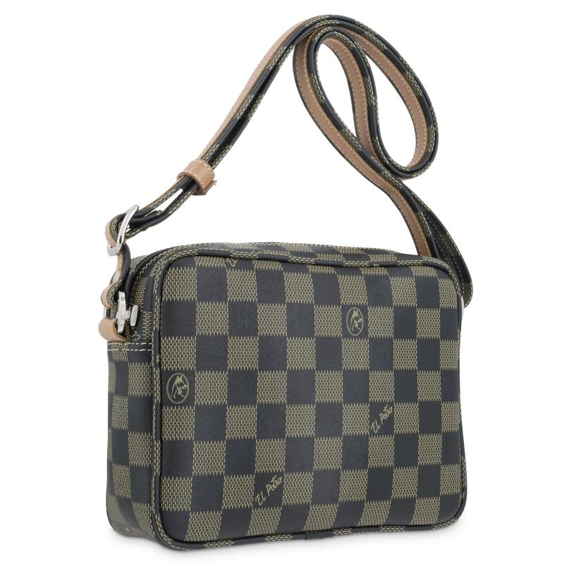 El Potro Bolso Bandolera Pequeña Mujer En Lona Color Negro-Chess