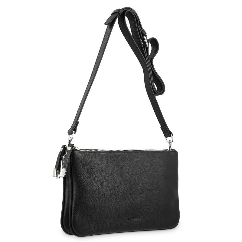 El Potro Bolso Bandolera Pequeño 2 Cremalleras Piel Vacuno Color Negro-Iris