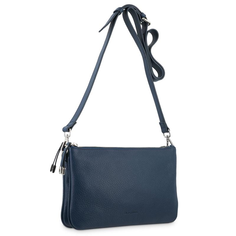 El Potro Bolso Bandolera Pequeño 2 Cremalleras Piel Vacuno Color Azul-Iris