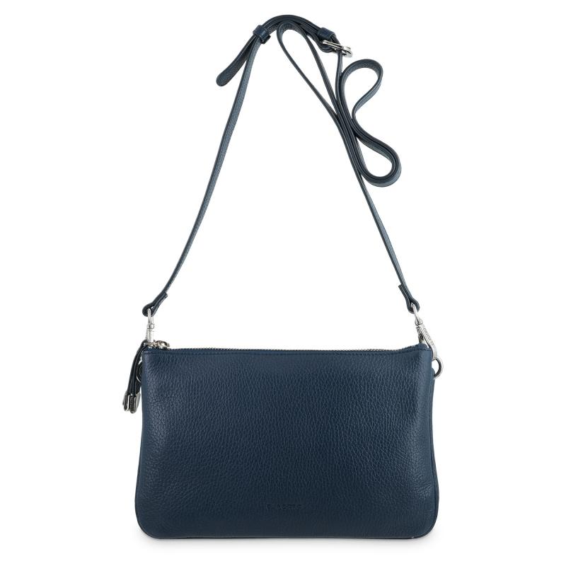 El potro Bolso bandolera pequeño 2 cremalleras piel vacuno color azul-Iris