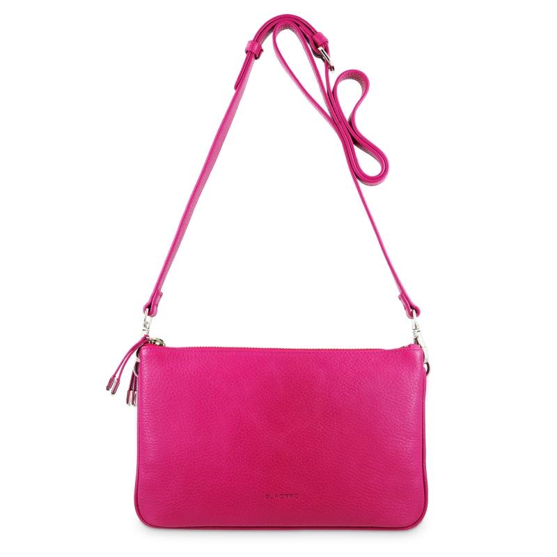 El potro Bolso bandolera pequeño 2 cremalleras piel vacuno color rosa-Iris