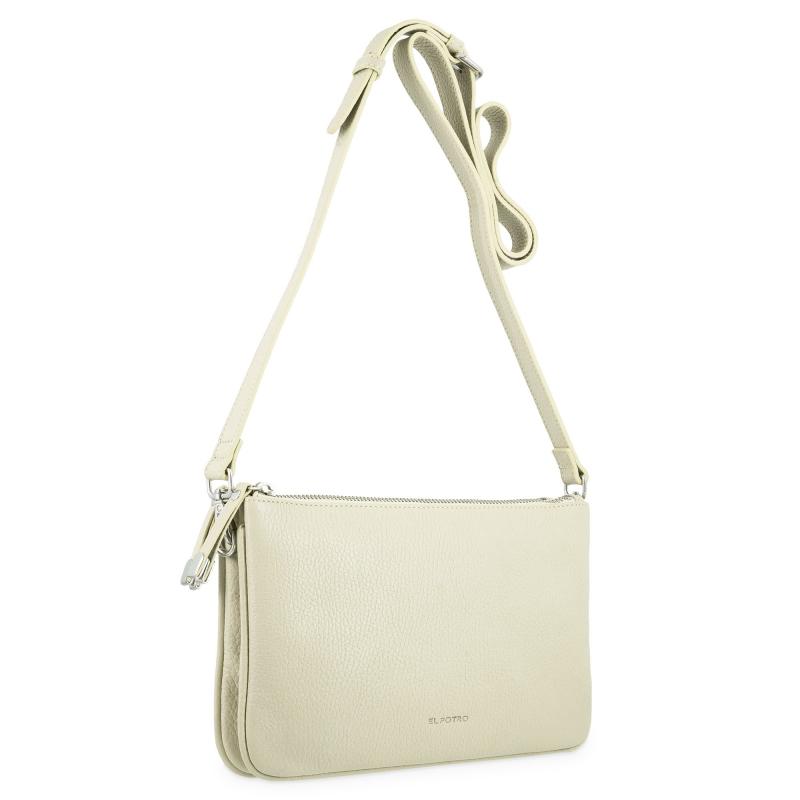 El Potro Bolso Bandolera Pequeño 2 Cremalleras Piel Vacuno Color Beige-Iris