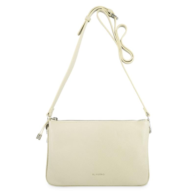 El potro Bolso bandolera pequeño 2 cremalleras piel vacuno color beige-Iris