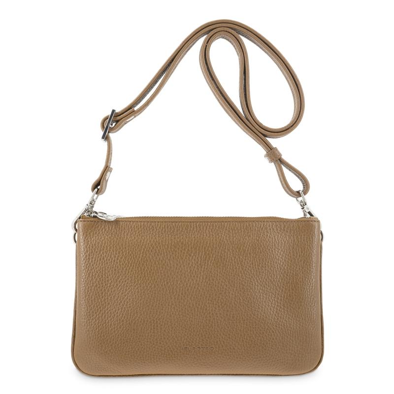 El potro Bolso bandolera pequeño 2 cremalleras piel vacuno color cuero-I R I S