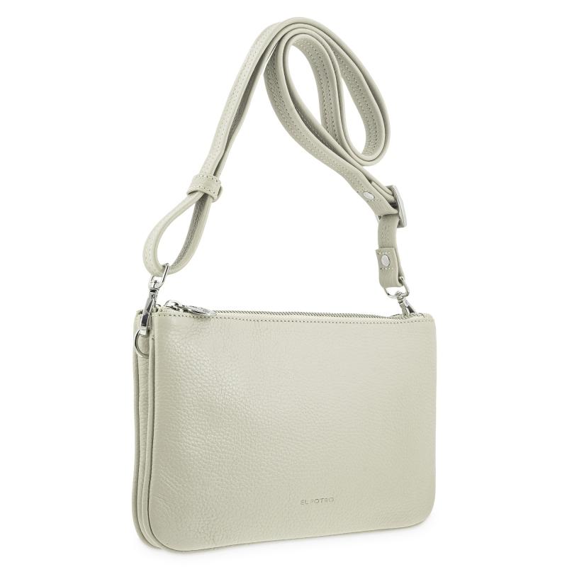 El Potro Bolso Bandolera Pequeño 2 Cremalleras Piel Vacuno Color Beige-I R I S
