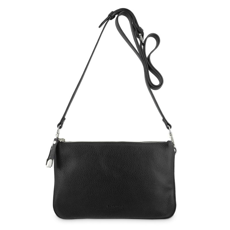 El potro Bolso bandolera pequeño 2 cremalleras piel vacuno color negro-Iris