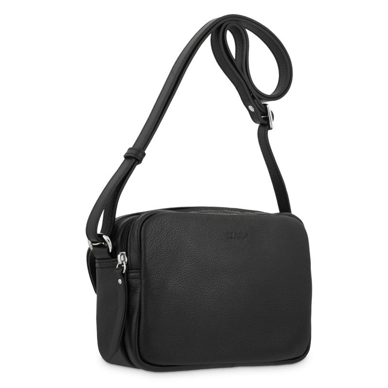 El Potro Bolso Bandolera Pequeño 3 Cremalleras Piel Vacuno Color Negro-E L P O T R O