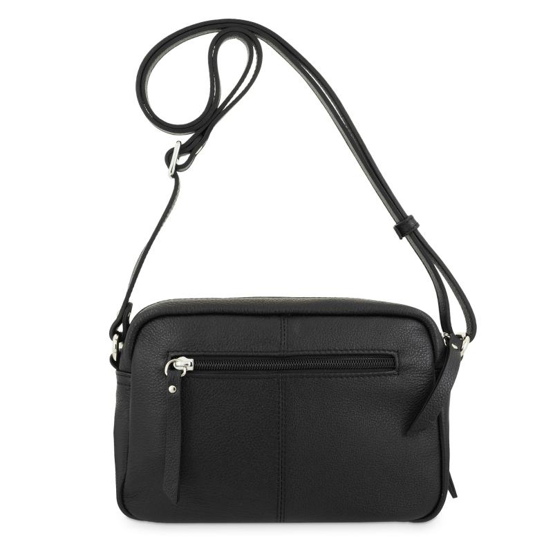 El Potro Bolso Bandolera Pequeño 3 Cremalleras Piel Vacuno Color Negro-E L P O T R O