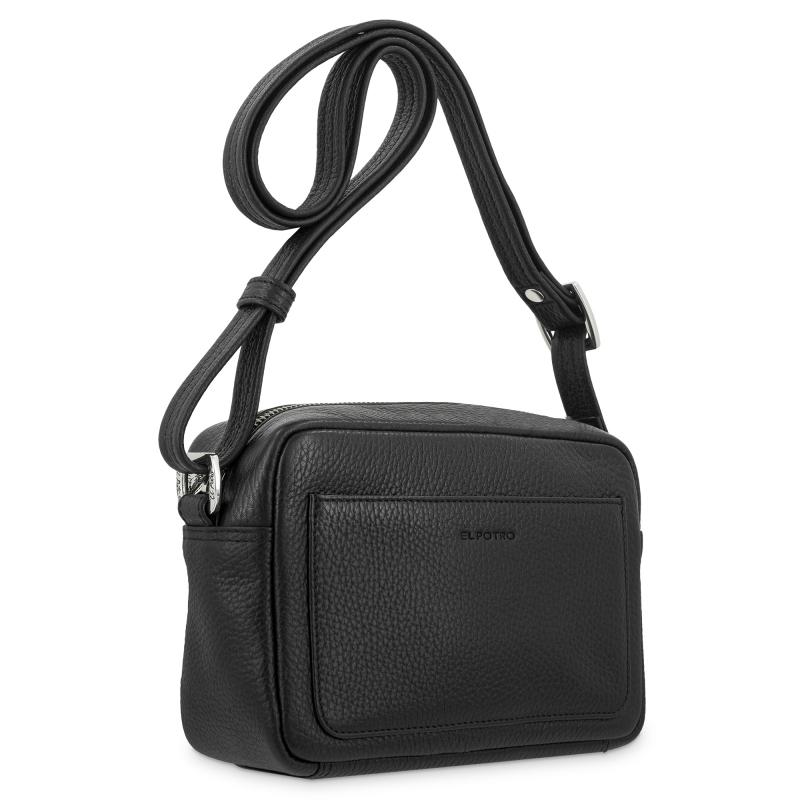 El Potro Bolso Bandolera Pequeño Con Cremallera En Piel Vacuno Color Negro - I R I S