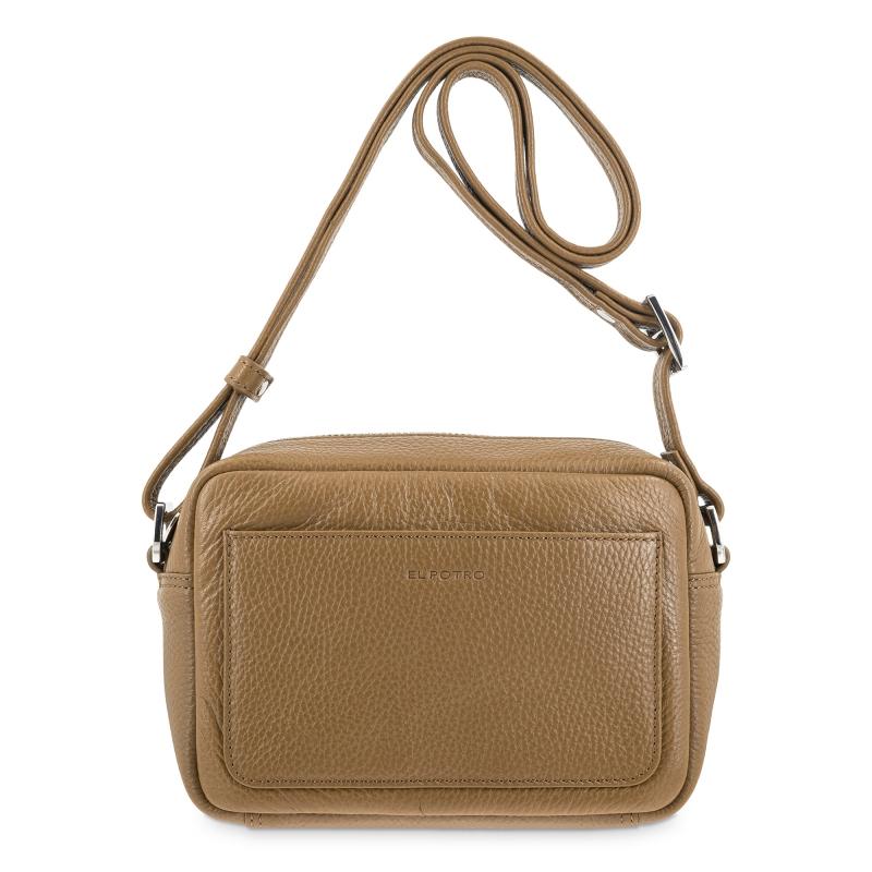 El potro Bolso bandolera pequeño con cremallera en piel vacuno color cuero - I R I S