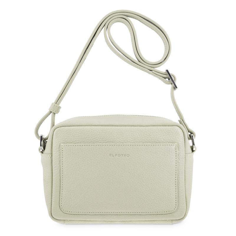 El potro Bolso bandolera pequeño con cremallera en piel vacuno color beige - I R I S