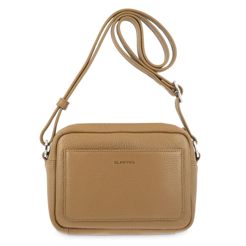 El potro Bolso bandolera pequeño con cremallera en piel vacuno color cuero - Floater