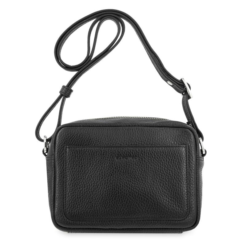 El potro Bolso bandolera pequeño con cremallera en piel vacuno color negro - I R I S