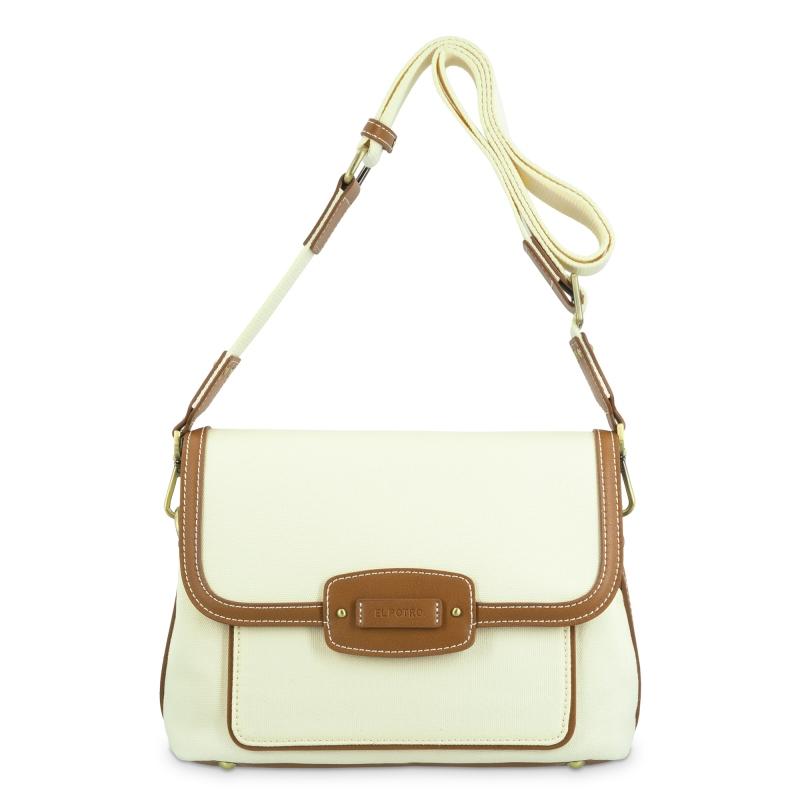 El potro Bolso bandolera solapa ivory/coñac- EL POTRO