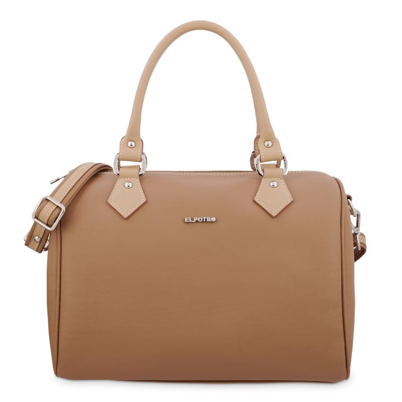 El potro Bolso Bowling con asa extensible color cuero-Angula