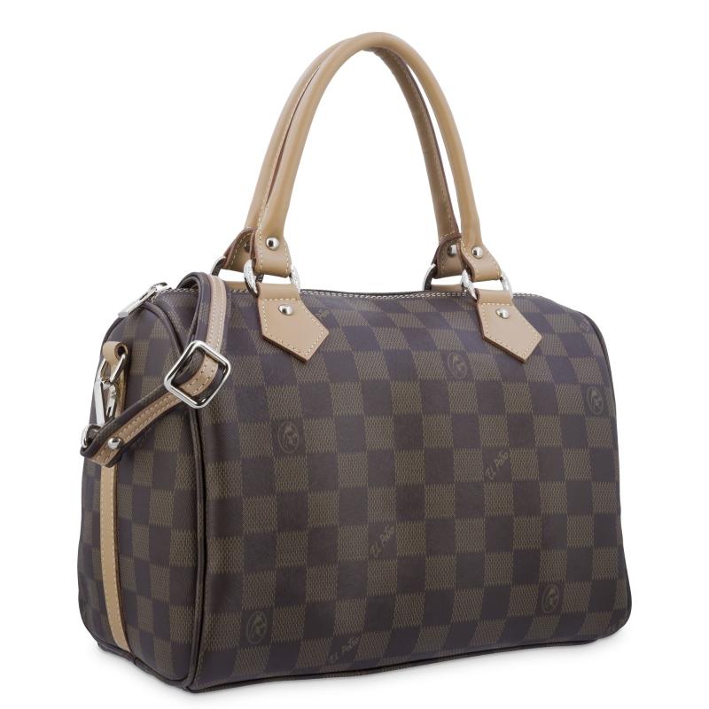 El Potro Bolso Bowling Con Asa Extensible En Lona Y Piel Vacuno Color Marrón - Chess