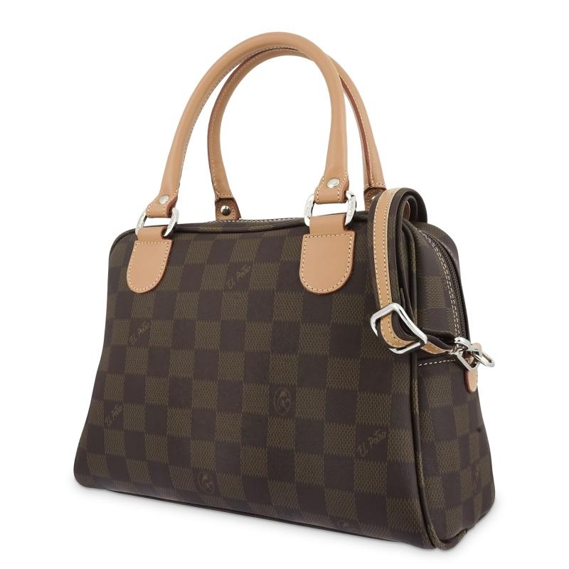 El Potro Bolso Bowling Mujer En Lona Y Piel Vacuno Color Marrón - Chess