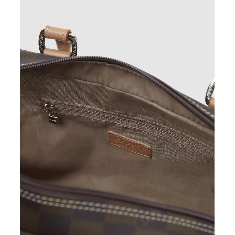 El Potro Bolso Bowling Mujer En Lona Y Piel Vacuno Color Marrón - Chess