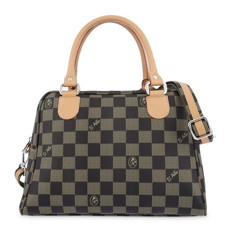 El potro Bolso Bowling mujer en lona y piel vacuno color NEGRO - Chess