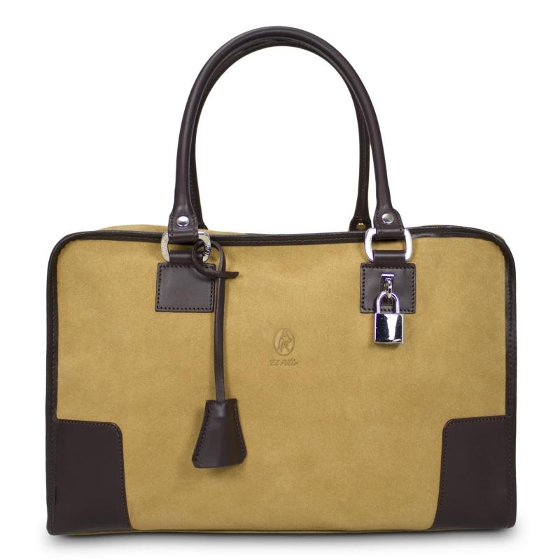 El Potro Bolso Bowling Mujer En Piel Vacuno Color Camel - Caza