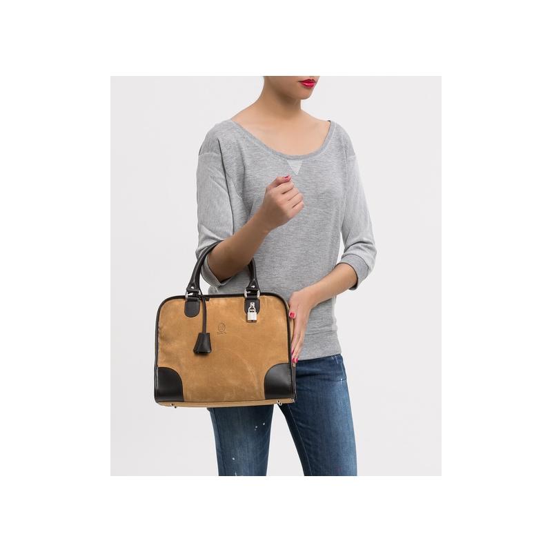 El Potro Bolso Bowling Mujer En Piel Vacuno Color Camel - Caza