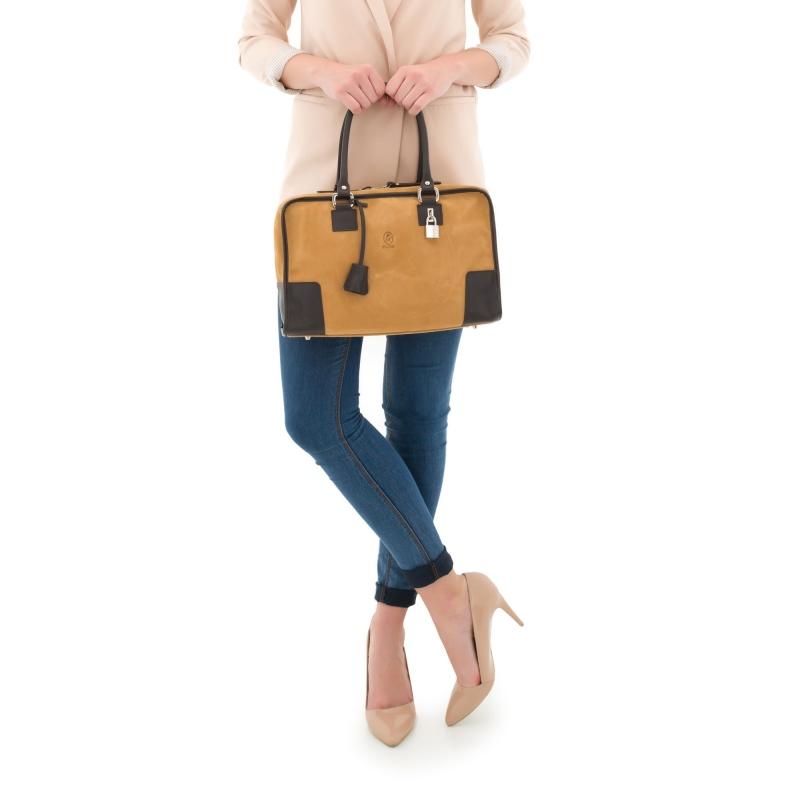 El potro Bolso Bowling mujer en piel vacuno color camel - Caza