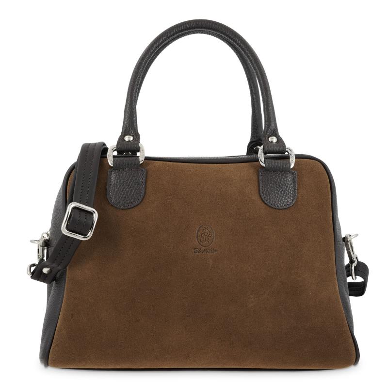 El potro Bolso Bowling mujer en piel vacuno color castaño/marrón - Natural