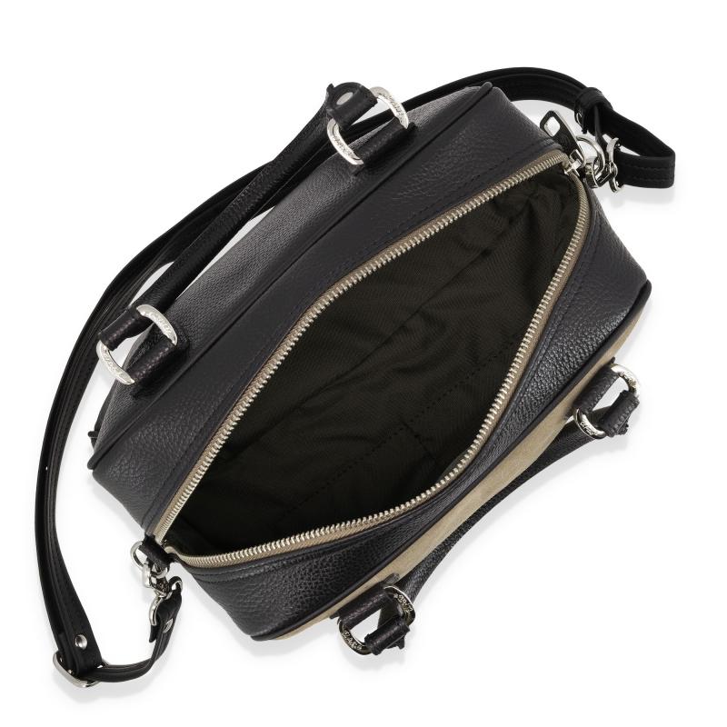 El Potro Bolso Bowling Mujer En Piel Vacuno Color Topo/negro - Natural