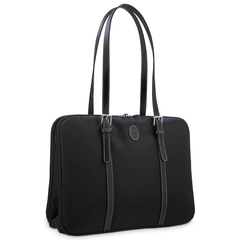 El Potro Bolso Carpeta En Lona Negro Y Piel Vacuno Color Negro-Paris