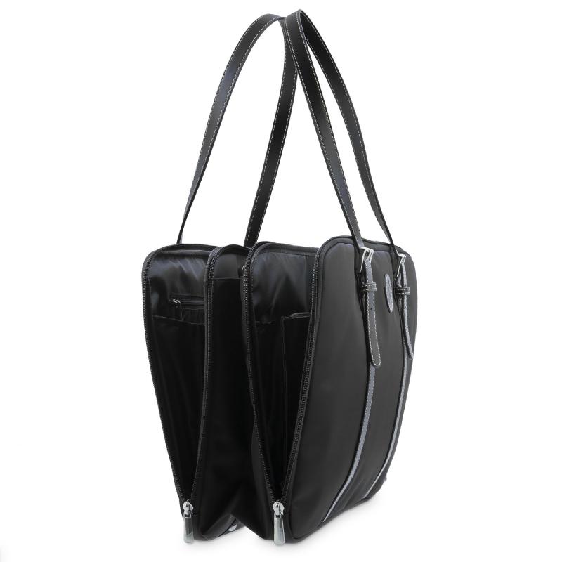 El Potro Bolso Carpeta En Lona Negro Y Piel Vacuno Color Negro-Paris