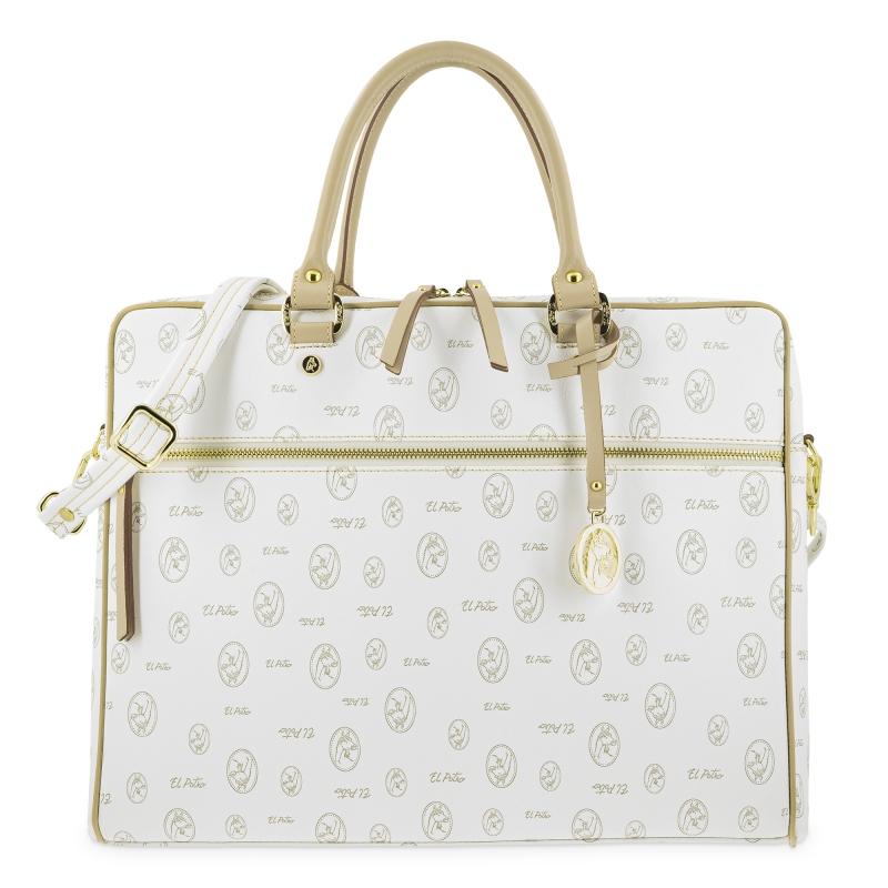 El potro Bolso carpeta grande de mujer en color blanco - EL POTRO