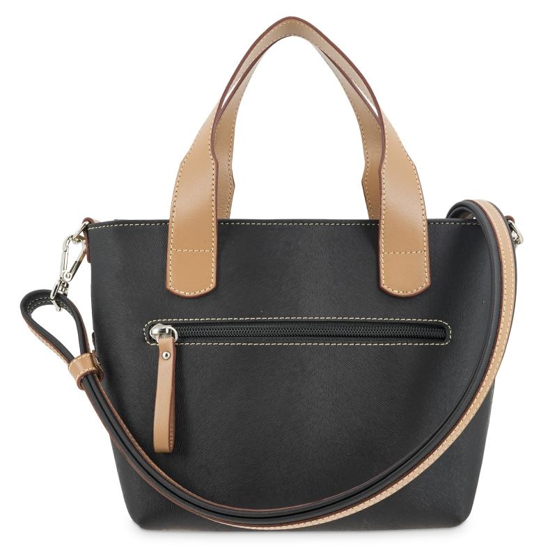 El Potro Bolso Cesta Pequeño De Mujer En Lona Y Piel Vacuno Color Negro - Base