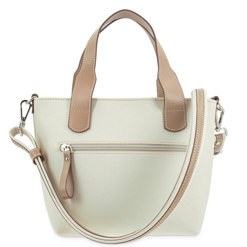 El Potro Bolso Cesta Pequeño De Mujer En Lona Y Piel Vacuno Color Beige - Base