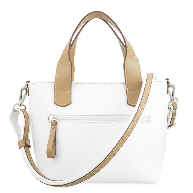 El Potro Bolso Cesta Pequeño De Mujer En Lona Y Piel Vacuno Color Blanco - Base