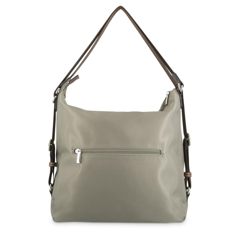 El Potro Bolso Convertible En Mochila De Mujer En Lona Y Piel Vacuno Color Taupe-Paris