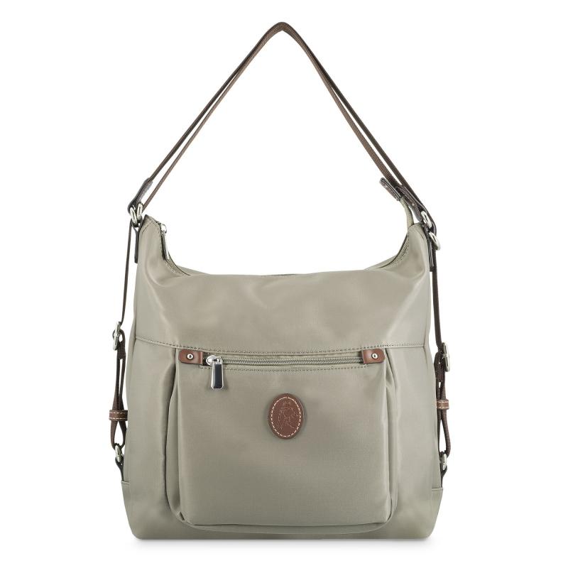 El potro Bolso convertible en mochila de mujer en lona y piel vacuno color taupe-Paris